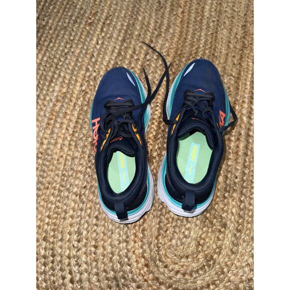 Hoka Bondi 8 running shoe in a blue and orange men’s size 9 - Picture 5 of 6